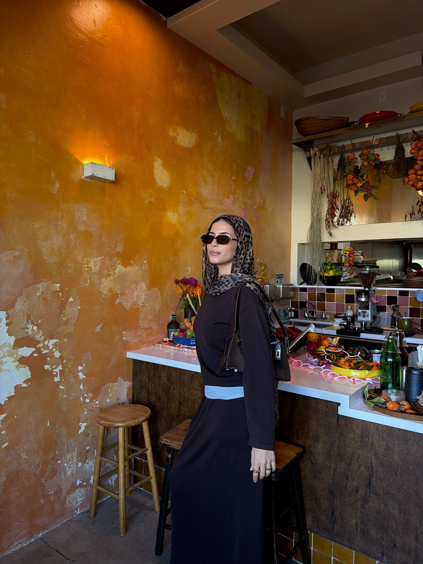 Deep Brown Merino Wool Knit Skirt