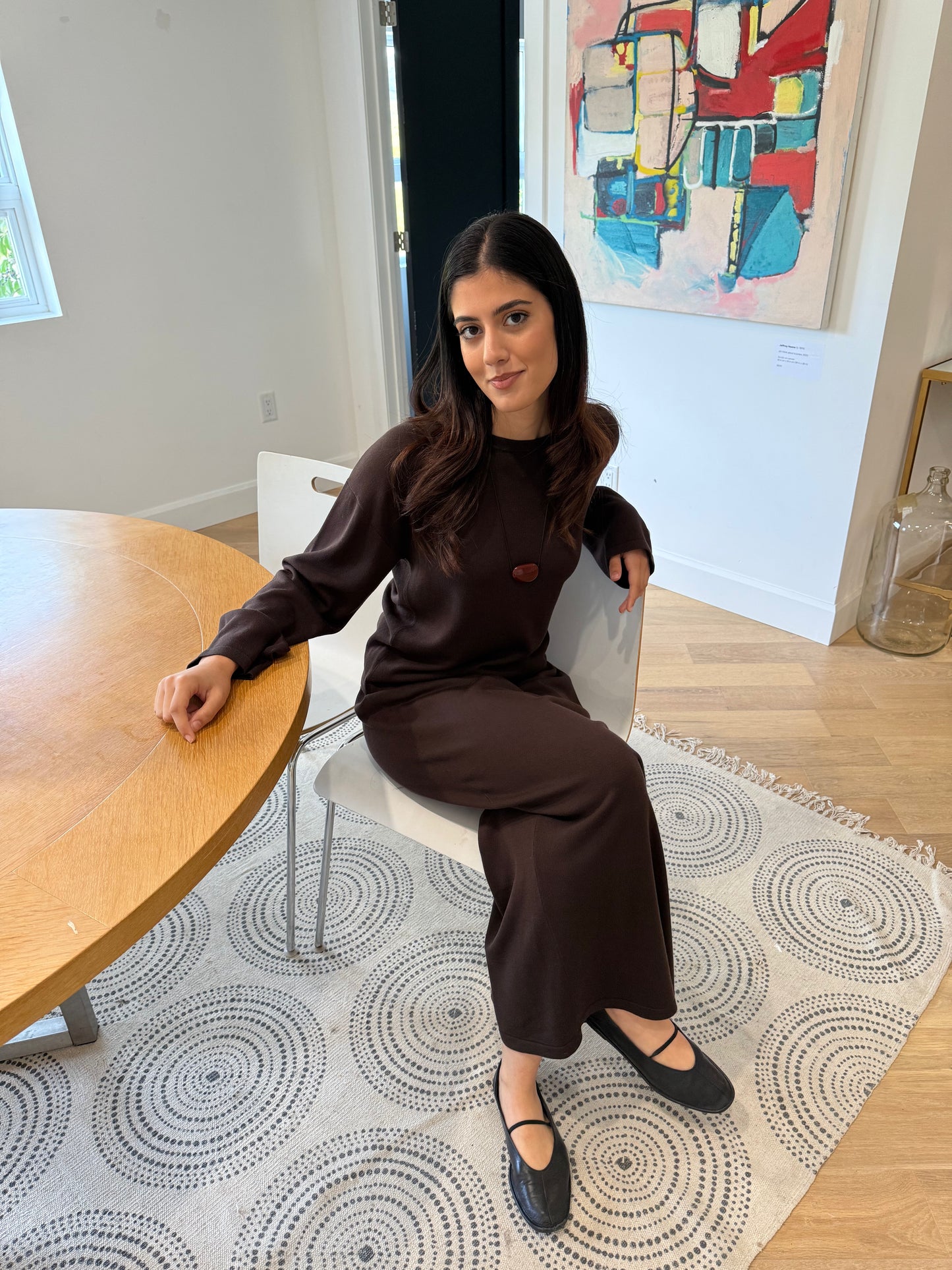 Deep Brown Merino Wool Knit Skirt